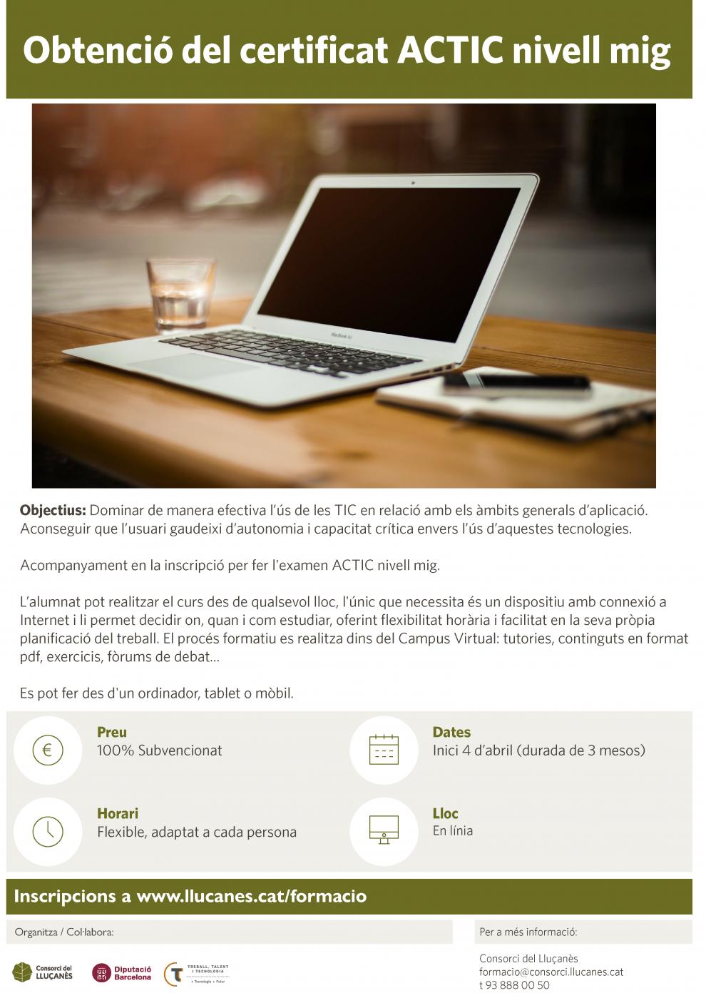 Obtenció del certificat ACTIC nivell mig